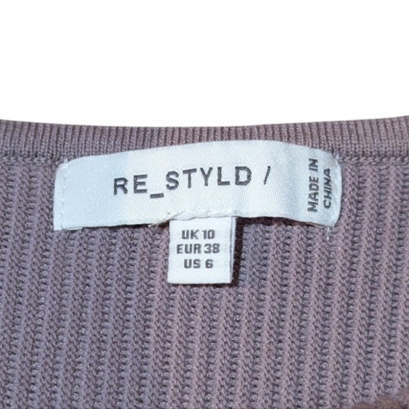 Missguided Restyld Mauve Purple Rib Knit Layered Bodysuit 6 Neutral Minimalist - Picture 3 of 7